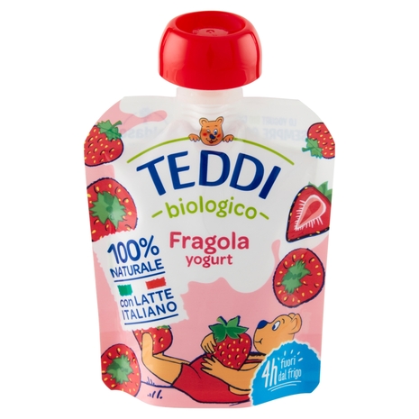 Teddy Pouch Yogurt Fragola BIO, 85 g